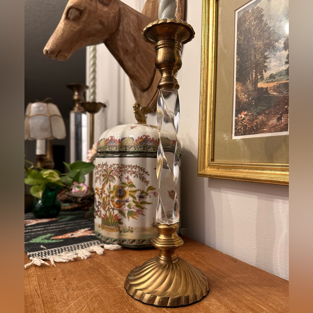 Vintage Brass and Lucite Twist Candleholder